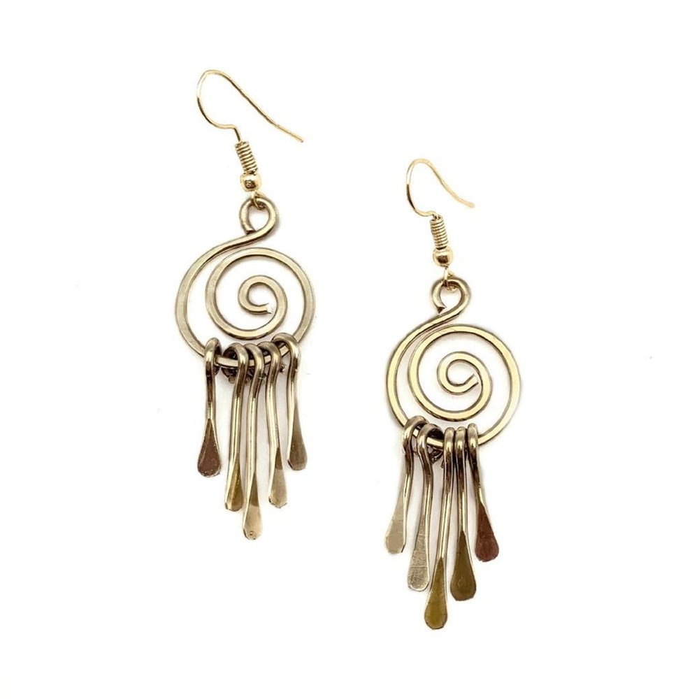 Anju Collection Gold Plated Collection Swirl Dangle Earrings